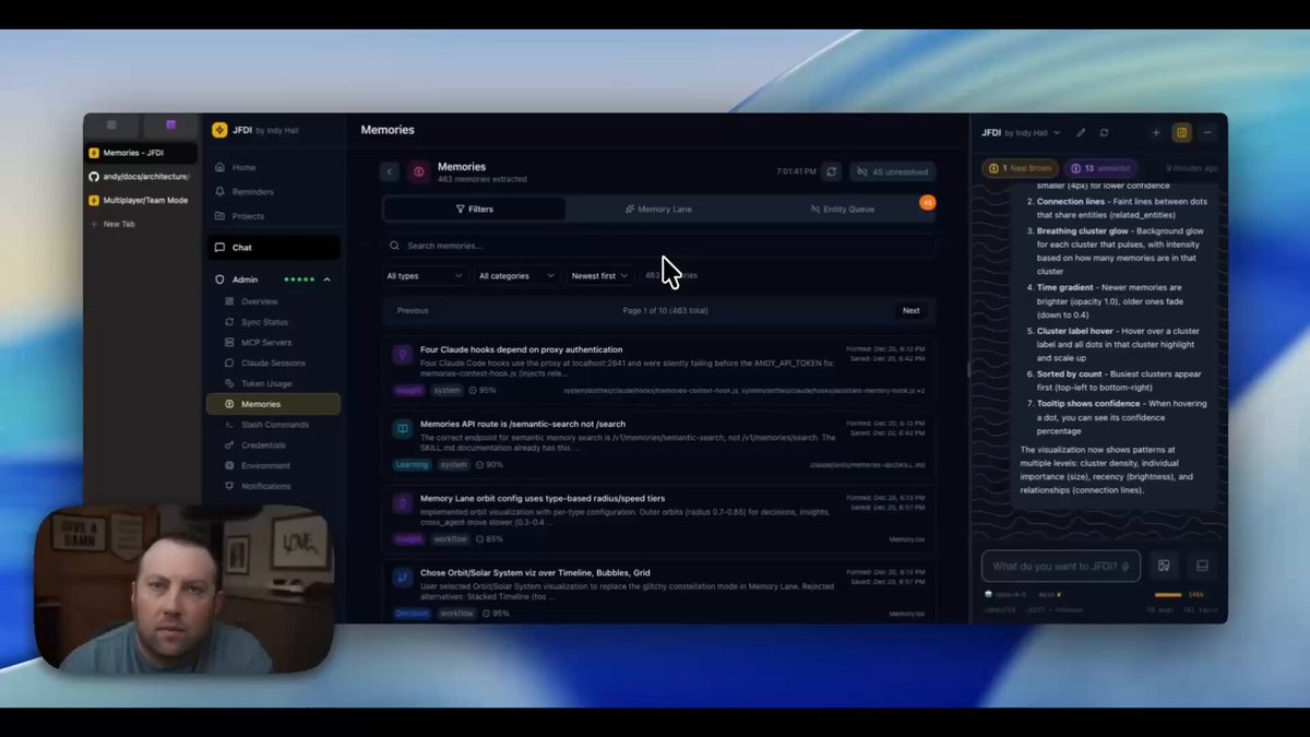 Memory Lane — sessions turned into reusable memories with a custom web interface